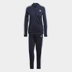 adidas Shop the Essentials 3-Stripes Track Suit - Blue at adidas.com/us! See all the styles and colors of Essentials 3-Stripes Track Suit - Blue at the official adidas online shop. Cotton Activewear With Three Stripes For Sports Season, Casual Striped Activewear For Sports, Sportswear Tracksuit With Side Stripes For Sports, Athletic Tracksuit With Side Stripes For Sports, Adidas Blue Activewear With Three Stripes, Navy Sportswear Tracksuit, Adidas Three Stripes Activewear For Jogging, Adidas Activewear For Jogging With Three Stripes, Adidas Sporty Tracksuit For Sports