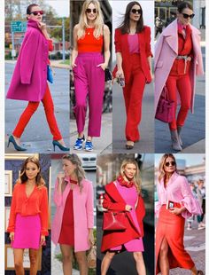 Neon Prom Dresses, Pink And Red Dress, Red Outfits, Colour Combinations Fashion, Color Combinations For Clothes, Red Outfit, Pink Outfits, Pink And Red