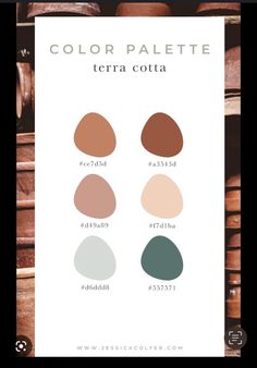 the color palette for terra cota is shown in shades of brown, green and beige