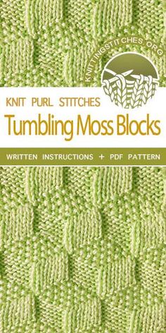 the knitting book is shown with an image of a green knitted pattern on it