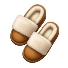 a pair of brown and white slippers on top of each other