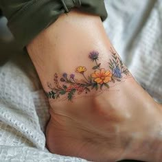 Wildflower Tattoo Master Files – IMAGELLA Anklet Tattoos For Women Wrap Around, Wildflower Armband Tattoo, Birth Flower Arm Band Tattoo, Wildflower Bee Tattoo, Low Back Flower Tattoo, Fun Color Tattoos, Ankle Tattoos For Women Flower, Flower Ankle Tattoo Wrap Around, Wildflower Wrist Tattoo