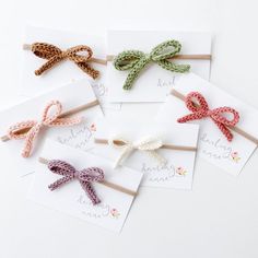 four different types of hair bows are on top of each other, with the names written in