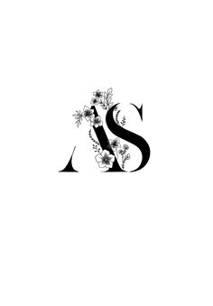 the letter s is made up of black and white letters with flowers on each letter