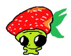 an image of a cartoon character with a red hat on it's head and eyes