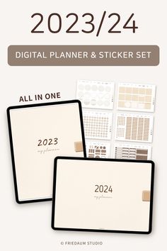 the planner and sticker set includes all in one for 2021 / 24, including two sheets