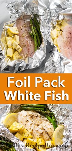 foil pack white fish with asparagus and lemons