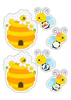 cut out bees and honeycombs to make a beehive with the letter d