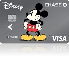 a disney character visa card with an image of mickey mouse on the front and side