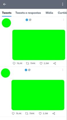 two twitters with green speech bubbles on them