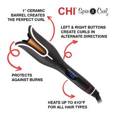 1” Ceramic Rotating Curler. Matte Black. New In Box Chi Spin And Curl, Chi Hair Products, Cleansing Conditioner, Finishing Spray, Coarse Hair, Hair Medium, Perfect Curls, Moroccan Oil, Elastic Headbands