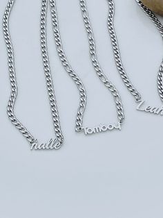 Having your initial or the name of a loved one crafted into a necklace is the most beautiful gift you can give to yourself or your intended recipient. #beautifulnecklace #personalizednecklace #jewelrylover #giftideas #cutenecklace Meaningful Silver Custom Name Necklace, Meaningful Customizable Silver Necklace, Personalized Silver Stainless Steel Name Necklace, Customized Silver Meaningful Necklace, Customized Silver Necklace With Meaningful Style, Custom Name Silver Letter Necklace, Custom Name Silver Necklace In Letter Shape, Silver Letter Necklace With Custom Name, Silver Custom Name Necklace In Letter Shape