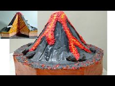 there is a cake made to look like a volcano