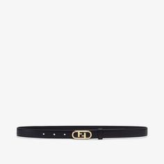 Narrow belt with loop and Fendi O’Lock stud buckle. Made of black leather. Gold-finish metalware. Made in Italy. Size 80 Fendi Logo Design, Fendi Store, Fendi Logo, Belt Leather, Fendi Belt, Black Leather Belt, Belt Black, Exclusive Gift, Black Belt