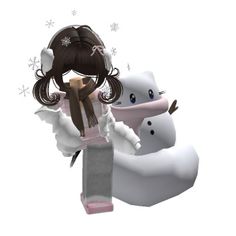 a cartoon character holding onto another character with snowflakes on their head and arms