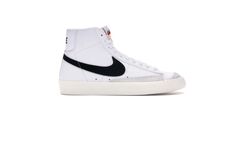 Men’s Nike Blazer Mid '77 Vintage Style # BQ6806-100 Color: White/Black Zapatillas Aesthetic, Lena Outfits, Nike Blazer Black, Blazer Mid 77 Vintage, Nike Blazers, Embroidered Socks, Nike Blazer Mid 77, Anime Jewelry, Nike Blazer Mid