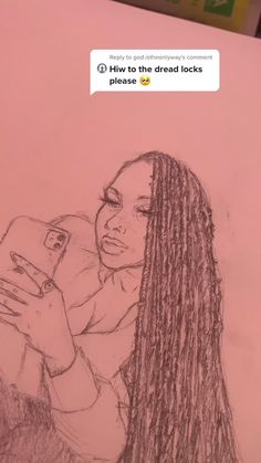 a drawing of a woman taking a selfie with her cell phone and texting