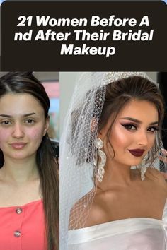 two women before and after their bridal makeup looks like they have been married to each other