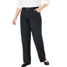 These wide-leg jeans provide a perfectly relaxed fit that you'll feel great in all day long. Non-stretch 100% cotton gives you a custom-feeling fit and softens as you wash and wear them. Get casual comfort with a laidback look and feel that's great for everyday wear. Elastic Jeans, Jean Trends, Woman Within, Wide Leg Denim, Bottom Clothes, Slim Jeans, Denim Jean, Comfortable Outfits, Wide Leg Jeans