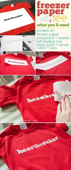 the instructions for how to make a t - shirt with freezer paper on it