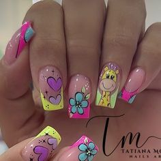 Uñas Nail Art, Kids Nail Designs, Pop Art Nails, Fake Nails Designs, Magic Nails, Subtle Nails, Cute Acrylic Nail Designs, Work Nails, Colorful Nail Designs