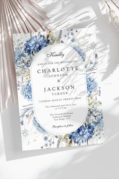 Elegant Blue Wildflowers Watercolor Floral Wedding Editable Invitation, perfect for a timeless and beautiful wedding celebration. Wildflowers Watercolor, Blue Wildflowers, Blue Invitation, Watercolor Floral Wedding Invitations, Blue Wedding Invitations, Floral Wedding Invitation, Wildflower Wedding, Wedding Idea, Floral Invitation