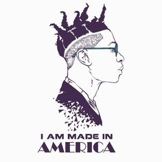 i am made in america with an image of a man's head and glasses