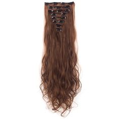 FLORATA Women 24" Long Curly Full Head Clip in Synthetic Hair Extentions 8 Piece 18 Clips Black Brown Blonde - Walmart.com - Walmart.com Light Auburn, Colored Curly Hair