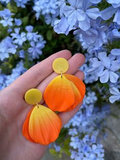 Handmade in Denmark Yellow Flower-shaped Polymer Clay Earrings, Handmade Polymer Clay Drop Earrings, Unique Flower-shaped Polymer Clay Earrings, Unique Flower Polymer Clay Earrings, Handmade Polymer Clay Dangle Flower Earrings, Handmade Flower Polymer Clay Earrings, Handmade Unique Polymer Clay Flower Earrings, Unique Handmade Polymer Clay Flower Earrings, Orange Dangle Polymer Clay Earrings