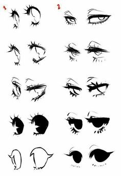 the different types of eyes drawn in black ink