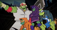 the teenage mutant ninjas are in an animated scene