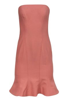 Current Boutique-Cinq a Sept - Blush Pink Strapless Mermaid Midi Dress Sz XS Pink Stretch Dresses With Mermaid Hem, Stretch Pink Dresses With Mermaid Hem, Spring Pink Mermaid Dress, Feminine Fitted Dresses With Mermaid Hem, Pink Dresses With Ruffle Hem And Fitted Bodice, Elegant Fitted Pink Strapless Dress, Strapless Ruffled Fitted Mermaid Dress, Strapless Fitted Mermaid Dress With Ruffles, Pink Knee-length Fitted Strapless Dress