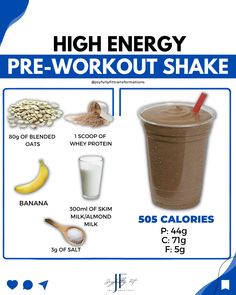 Healthy shake with high protein for fat loss Pre Workout Recipes, Oat Protein Shake, Pre Workout Protein Shake Recipes, Pre Workout Shake For Women, Protine Shakes Gym, Pre Workout Protein Shake, After Gym Protein Shake, Post Work Out Protein Shake, Pre Workout Smoothie For Energy