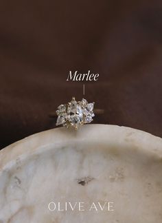 14K Yellow Gold | Marlee features a beautiful marquise center stone with clusters of pear and round stones set in a basket setting on a half round shank. Basket Setting, Dress Rings, Basket Sets, Jewelry Companies, Perfect Ring, Lab Diamonds, Stone Settings, High Quality Jewelry, Wedding Stuff