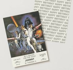 a star wars birthday card with an image of darth vader and his friends