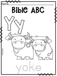 the letter y is for yak coloring page with two cows and an animal on it