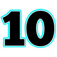 the number ten is shown in black and blue