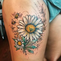 Artistic April Birth Flower Tattoo Sketches Sea Turtle Tree Of Life Tattoo, Bee With Flowers Tattoo, Torso Tattoos For Women, April Birth Flower Tattoo, Vintage Clock Tattoos, Colour Tattoo For Women, Sunflower Tattoo Sleeve, Cowgirl Tattoos, April Birth Flower