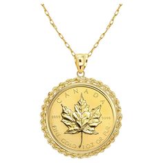 ✱ MADE TO ORDER ✱ ♥ Coin Information ♥ Country: Canada Gold Content: 1OZ Purity: .9999 Denomination: $50 Obverse: Maple Leaf Reverse: Elizabeth II or Charles III Year: Varies **Face of the pendant can be customized ♥ Bezel Information ♥ Style: Rope Bezel Material: 14k Yellow Gold Width of Bezel: 3MM Dimensions: 49mm x 36mm Chain: 16" 14k Yellow Gold **All Coins are Real Authentic Genuine Uncirculated Fine Gold Coins Canadian Maple Leaf, Elisabeth Ii, Canadian Maple, Isabel Ii, La Face, Coin Necklace, Gold Coins, Elizabeth Ii, Maple Leaf