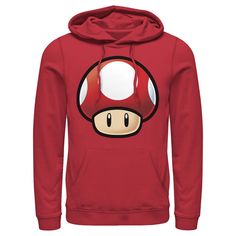 From Super Mario to Mario Kart, mushrooms play a major role in the Mario universe, and in the Nintendo Mario Mushroom Men's Lightweight Hoodie! This graphic sweatshirt features a red power-up mushroom on the front, making it a great tee for gamers. Red Hoodie With Logo Print And Crew Neck, Red Fan Apparel Hoodie With Graphic Print, Red Crew Neck Fan Apparel Hoodie, Red Crew Neck Hoodie Fan Apparel, Red Crew Neck Hoodie With Logo Print, Red Graphic Print Fan Apparel Hoodie, Red Graphic Print Hoodie Fan Apparel, Red Graphic Print Hoodie For Fans, Red Cotton Hoodie For Fan Merchandise