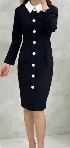 Neck Dress, High Neck, High Neck Dress, Dresses With Sleeves, Long Sleeve Dress, Long Sleeve, Pins, Bonito