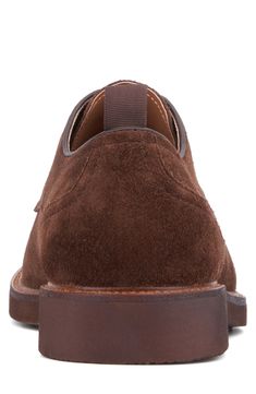 Show off polished style in a plain-toe derby constructed from suede leather with a Goodyear welt and flexible sole. Leather upper/leather and textile lining/rubber sole Imported Polished Style, Brown Fits, Preppy Look, Flip Flop Slippers, Clutch Pouch, Sweaters And Leggings, Men Vintage, Goodyear Welt