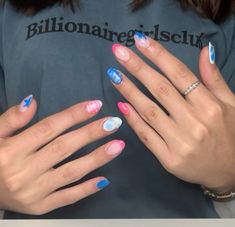 #gelnails #nails #naildesign #gelx Nail Ideas Blooming Gel, Nail Inspo Blooming Gel, Blue And Green Nails Ideas, Blooming Gel Nail Ideas, Nail Ideas For March, Miss Match Nails, Bloom Gel Nails, Nails Blue And Pink, Utah Nails