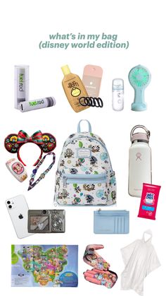 the back to school bag is filled with items that include shoes, backpacks and other things