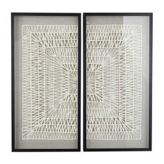 two framed art pieces with black frames and white paper on the bottom one has an intricate pattern