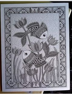 an intricately designed card with birds on it