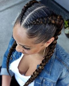 Braids, beauty, and beyond: 45 French braid hairstyles to captivate and charm! 🌟👩‍🦳 Boxer Braids Black Women, 2 Braids Box Braids, Cornrow Hairstyles Two Braids, 2 Box Braids Hairstyles, French Braids On Black Women, Two Braid Extensions, French Braids Ideas, Black Hair French Braids, 2 Braided Cornrow Hairstyles