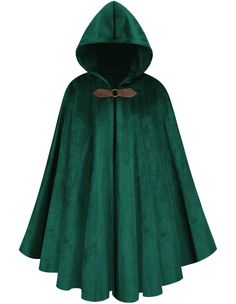 a green cloak with a brown bow on it