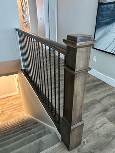 the stairs are made of wood and metal