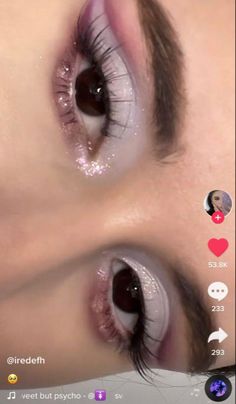 Glittery Eye Makeup Aesthetic, Makeup Sparkle Glitter, Euphoria Simple Makeup, Cute Makeup Purple, Euphoria Eyeshadow Looks, Purple Sparkle Makeup, Purple Glam Aesthetic, Y2k Eyeshadow Looks, Makeup Ideas Purple Eyeshadow